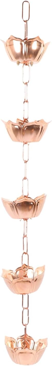 Omabeta Copper Elegant Hanging Rain Chain Efficient Water Management for Yard Garden Temple Copper 3.28ft (Flower Shaped)