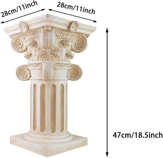 English Rosette Indoor Outdoor Sculptural Garden Plinth Base Statue Riser, Weatherproof Sturdiness Plinth Base Statue Riser for Statues, Flower Pots, Decor, Cast Stone Resin, Antique Stone Finish (F)