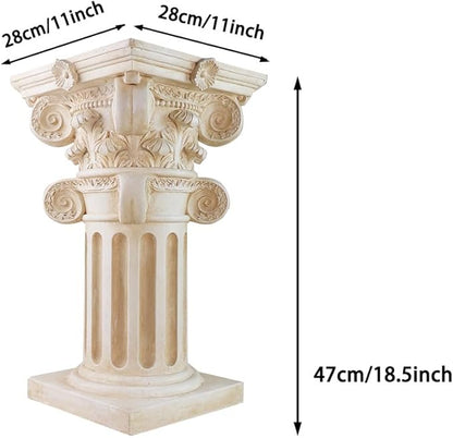 Decorative Roman Column Pedestal, English Rosette Indoor Outdoor Sculptural Garden Plinth Base Statue Riser, Weatherproof Sturdiness Plinth Base Statue Riser for Statues, Flower Pots, Decor, Cast Stone Resin (1451)