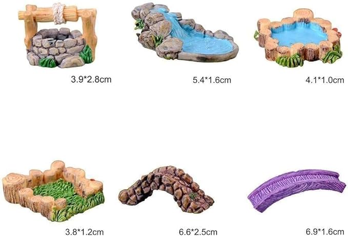 Miniature Stone Well Resin Water Pool, 3.9 x 2.8cm, DIY Fairy Garden Decor, Craft Garden Sculptures and Statues
