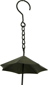 Zeckos Metal Umbrella Rain Chain with Dark Brown Finish, 61 Inch Painted Metal Outdoor Water Diverter for Gutters, Garden, Patio or Gazebo, Decorative Downspout Alternative with Attached Hanger