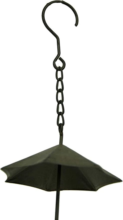 Zeckos Metal Umbrella Rain Chain with Dark Brown Finish, 61 Inch Painted Metal Outdoor Water Diverter for Gutters, Garden, Patio or Gazebo, Decorative Downspout Alternative with Attached Hanger