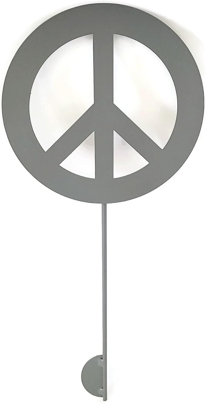 Peace and Heart Staked Signs or Wall Art Rustic or Powder Coated Finishes (Peace Small Stake 21", Gray)