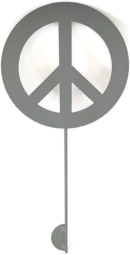 Peace and Heart Staked Signs or Wall Art Rustic or Powder Coated Finishes (Peace Small Stake 21", Gray)