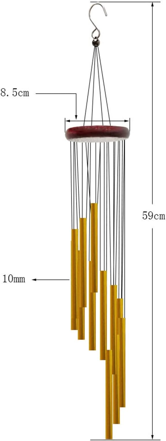 Wind Chimes for Outside with 12 Aluminum Tubes Wind Bells, 23 Inches Melody Windchimes Outdoors for Farmhouse Garden Patio Home Decor (Gold)