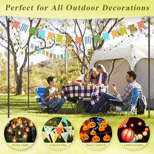 6 Pack String Light Poles - 10Ft Adjustable Outdoor Stand