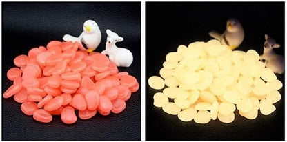 150Pcs Glow Stones Glow in The Dark Garden Stones Pebbles, Gardening Luminous Stones Outdoor Decor Glowing Water Fish Tank Gravel (Orange)