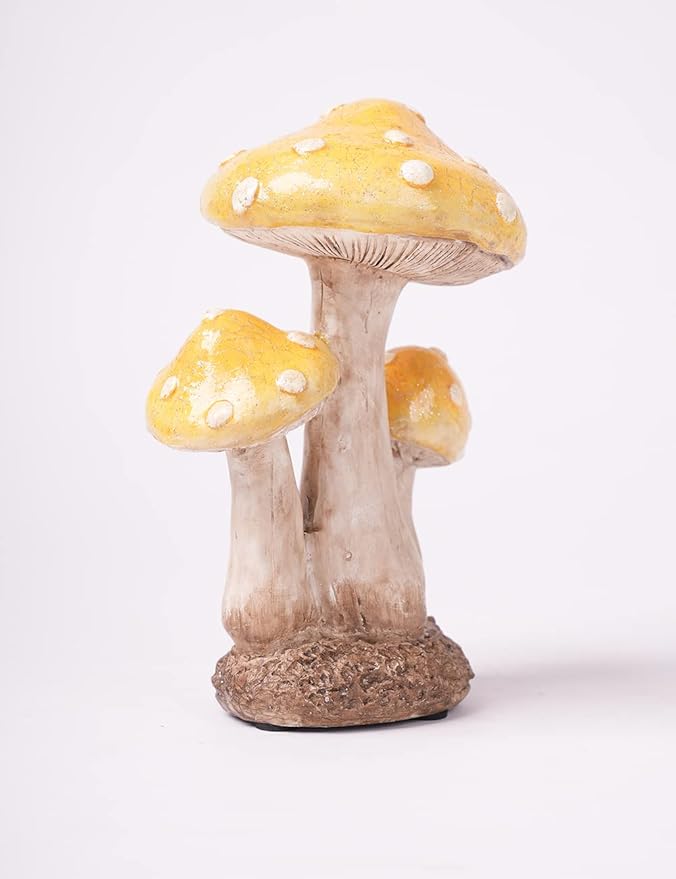 SEINHIJO Mushroom Decor Sculpture Garden Gifts Statue Outdoor Fairy Figurine Modern Patio Arts Polyresin 7.1inch