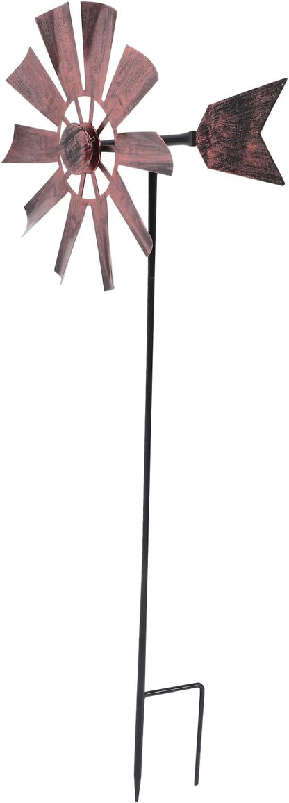 VOSAREA Outdoor Yard Windmill Wrought Iron Metal Windmill Metal Wind Spinner Wind Sculptures Spinners Yard Decor Pinwheel for Garden Yard Lawn Patio Decoration