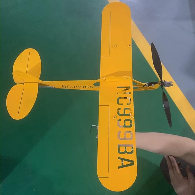 Handmade Piper J3 Cub Airplane Weathervane for Yard Airplane Wind Spinner Metal Windmill Outdoor Sculpture Float Plane Model (Large)