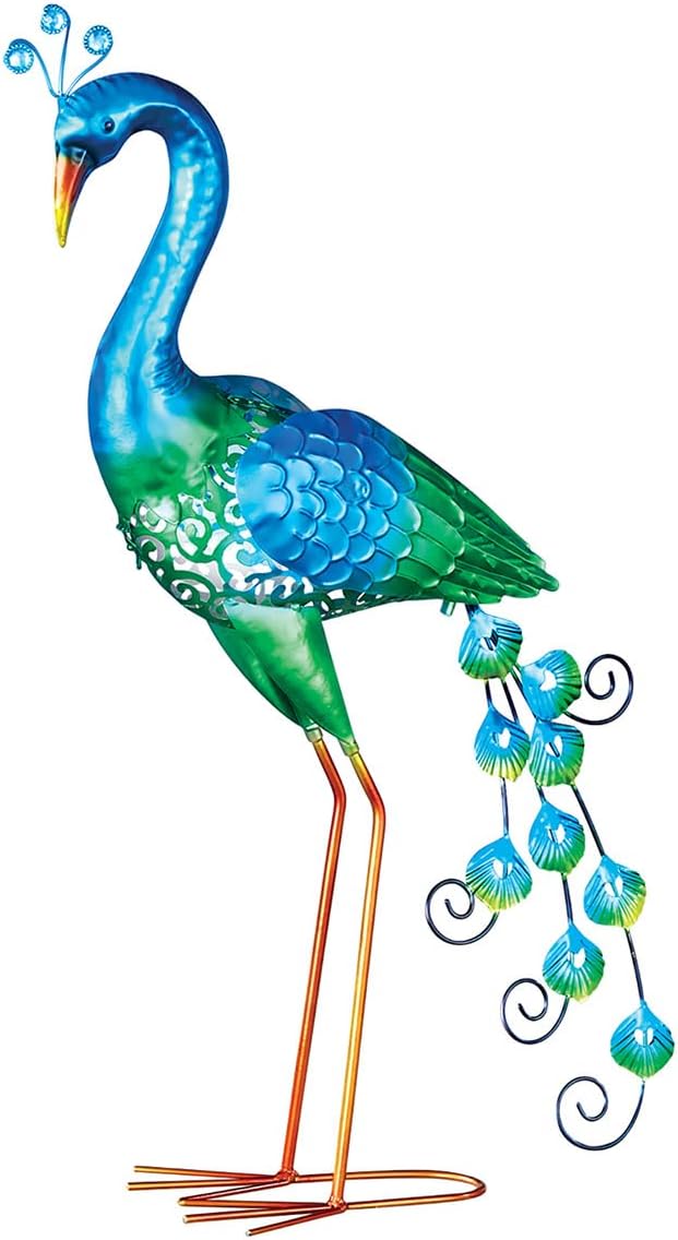 Collections Etc Solar Powered Peacock Garden Statue, 26" H