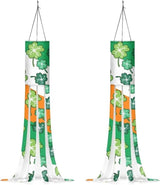 Jeiento Green Leaf Windsock Set of 2 Irish Flag Print St. Patrick Day Themed Holiday Windsock 40-Inch Durable Wind Socks for Outside Recycle Garden Windsock Flag for Home,Yard,Garden,Lawn