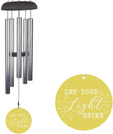 Inspirational Wind Chime Let Your Light Shine with Yellow Sail, Outdoor Hanging Chime for Garden, Porch, or Patio, Motivational Quote Gift with Soothing Sound