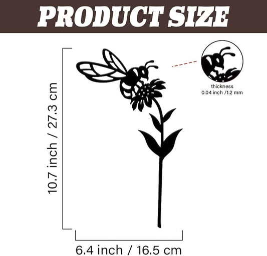 SUPERDANT Metal Bee Garden Decor for Outside Flower Yard Stakes for Decorations Outdoor Statues Iron Art Stake Decorative Silhouette Lawn Ornament Patio Porch Farmhouse Decoration Gifts