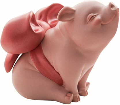 Garden Ornaments Decor Statue Outdoor,Abstract Unique Statue Sculpture Creative Statues and Sculptures Outdoor Decor for Garden,Cute Pink Pig Girl Bedroom Resin Decoration Small Ornaments