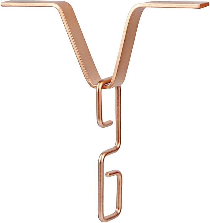 Gralara Rain Chain Gutter Adapter, Rain Chain Hook, V Shaped Installation Outside Hardware Iron Connector, V Shaped Hook Hanger, Copper Color