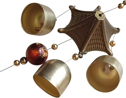 Fish with Energy Bead Wind Chimes Represents Richer Than Richer Copper Alloy 3 Layers+9 Bells for Outdoor Decorations Garden Yard Trees Or As A Good Gift
