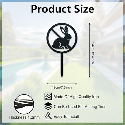 WADORN Rabbit Metal Decorative Garden Stakes, Funny Bunny Silhouette Warning Metal Garden Sign Animal Garden Ornament Gifts Black Yard Art Decoration for Outdoor Backyard Patio Lawn Walkways