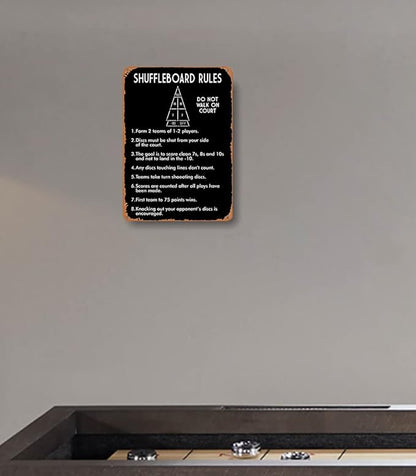 SHUFFLEBOARD BLACK New Metal Signage Wall Rules in Real LifeInteresting Rules Signs for Indoor and Outdoor 8×12 Inches