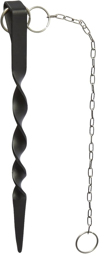 Monarch Rain Chains Anchor Stake – 12-inch Outdoor Rain Chain Base, Ground Anchor for Chains for Outdoor Gutters, Black Powder Coated Iron Anchoring Stake with 17-inch Stainless Steel Link Chain