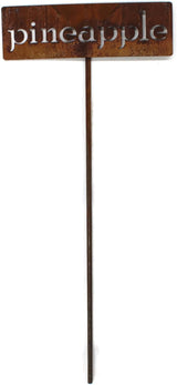 Classic Metal Garden Markers 19 Inches Tall (pineapple, Naturally Rusted)