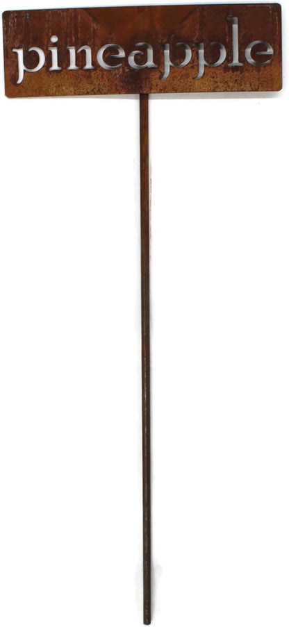 Classic Metal Garden Markers 19 Inches Tall (pineapple, Naturally Rusted)
