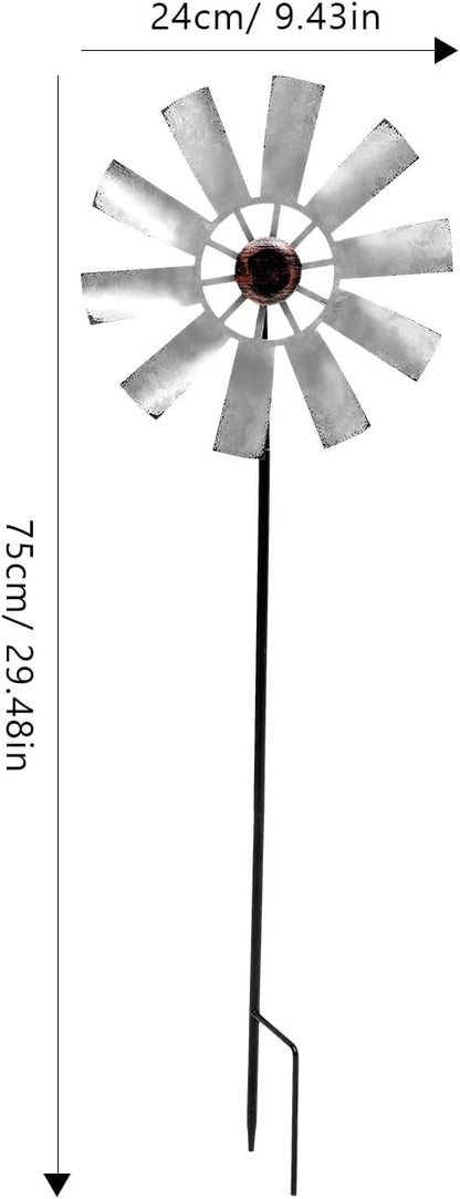 Yardwe Large Metal Windmill Ornament Outdoor Garden Decor Rotatable Wind Spinner with Durable Metal Construction for Lawn Patio Courtyard