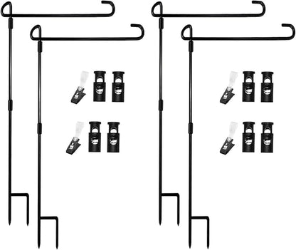 Garden Flag Pole Stand Holder, 4 Pack Garden Flags for Outside with Flag Stopper and Clip Waterproof Powder-Coated Paint for Flag Pole Holder for Outside House,Yard Flags for Outside