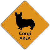 Corgi Area Xing Caution Crossing Sign Corgi Dog Aluminum Metal Sign Warning Sign Novelty Road Fence Yard Wall Decor For Indoor Outdoor Highway15x15in