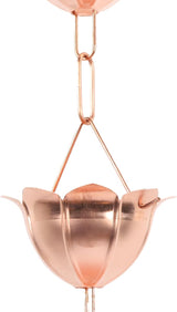 TOPINCN Copper Rain Chain, 3.28ft Floral Design Hanging Rain Chain with 12 Cups for Gutter Downspout Replacement, No Tools Needed, Weather Outdoor Decor (Petal Shaped)