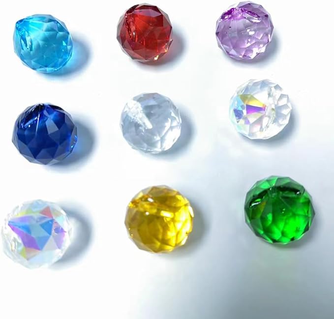 20pcs DIY Crystal Prism Suncatcher for Windows Hanging, 20mm Clear Glass Crystal Sun Catcher Beads Pendants Maker Balls for Indoor Outdoor Garden Feng Shui Home Decor Multicolored