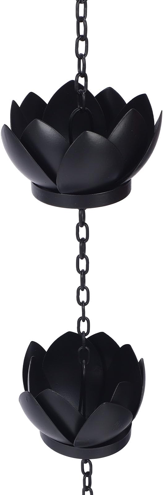 Pssopp Rain Catcher Garden Ornament, Metal Handmade Hanging Lotus Rain Chain for Gardens Porches Gazebos Decks