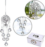 H&D HYALINE & DORA Garden Hanging Crystal Suncatchers Rainbow Makers with Crystal Ball Prisms and Metal Tree of Life for Garden Outdoor Home Kids Room Window