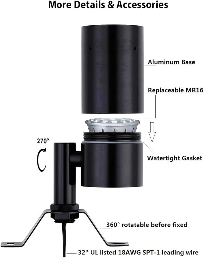 Landscape Lighting Tree Down Lights Outdoor Moonlight,Replaceable Low Voltage MR16 LED Aluminum Housing for Directional Wall Patio Mounted Post Fence Lights Bronze Finish