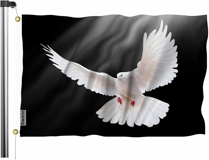 Swono White Dove Flag 3x5 ft Pigeon Free Flying Bird Animal Light Shadow Love Peace Flag Double Sided Double Stitched with Brass Grommets