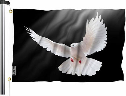 Swono White Dove Flag 3x5 ft Pigeon Free Flying Bird Animal Light Shadow Love Peace Flag Double Sided Double Stitched with Brass Grommets