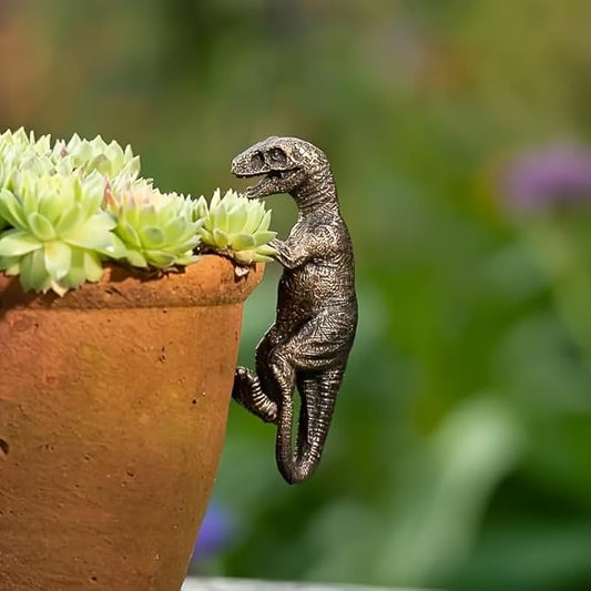 Dinosaur Flower Pot Hugger Figurines, Dinosaur Statue Planter Decor for Garden Yard Fence Balcony Home Plant Decoration Gifts