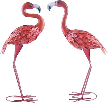 Flamingo Statue Metal Sculpture Garden Decoration Metal Yard Art for Patio Lawn Backyard Outdoor Decoration
