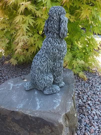 Concrete Sitting Poodle Puppy Figurine Sitting Poodle Dog Statue Outdoor Garden or Backyard Art