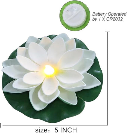 Accssoey 14 PCS Waterproof Floating Lotus Light, Floating Flower Light Battery Operated Water Activated Warm White Pool Flower Lamp Wedding,Anniversary,Garden Decoration