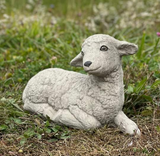 Generic Lamb Concrete Sheep Statue Garden Statuary Stone Lamb Sculpture Sheep Ornament Home and Garden Decoration