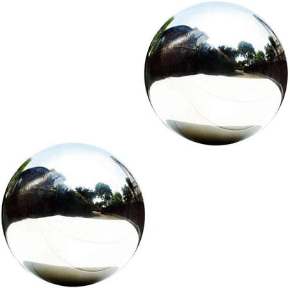 Stainless Steel Gazing Ball, Mirror Polished Hollow Ball Reflective Garden Sphere, Floating Pond Balls Seamless Gazing Globe for Home Garden Ornament Decorations (10CM X 2PCS)