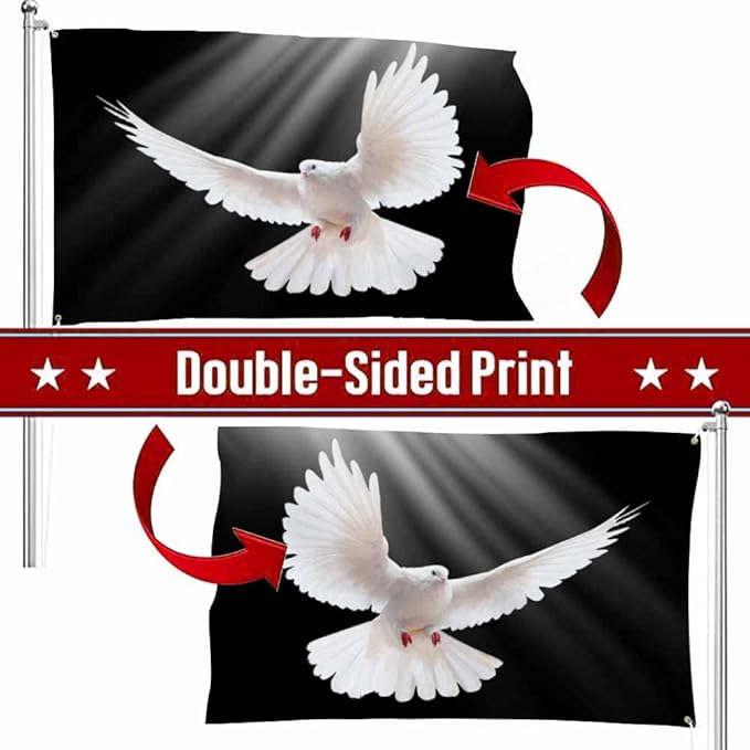 Swono White Dove Flag 3x5 ft Pigeon Free Flying Bird Animal Light Shadow Love Peace Flag Double Sided Double Stitched with Brass Grommets
