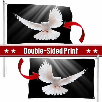 Swono White Dove Flag 3x5 ft Pigeon Free Flying Bird Animal Light Shadow Love Peace Flag Double Sided Double Stitched with Brass Grommets