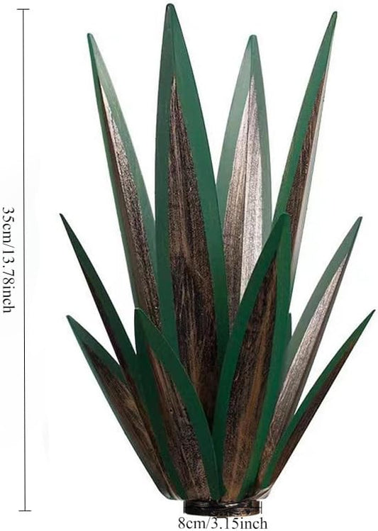 14 inch Metal Agave Flowers Plant Outdoor Décor DIY Metal Tequila Country Flowers Ornament Outdoor Decor Home Lawn Patio Stake Yard Art Decoration (Dark Green, 1 PCS)