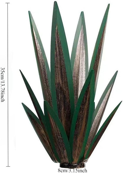 14 inch Metal Agave Flowers Plant Outdoor Décor DIY Metal Tequila Country Flowers Ornament Outdoor Decor Home Lawn Patio Stake Yard Art Decoration (Dark Green, 2 PCS)