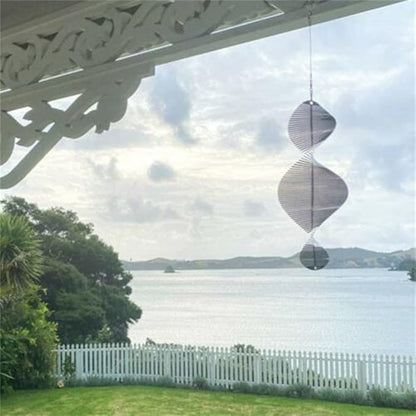 KAKAA 3D Wind Chimes Metal Helix Spinners Silver for Backyard Outdoor Hanging Decor Garden Ornaments
