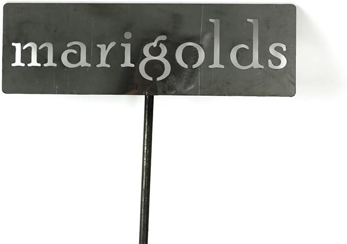 Classic Metal Garden Markers 19 Inches Tall (marigolds, Raw, Unfinished Steel (will rust with time))