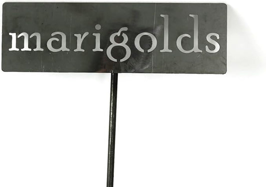 Classic Metal Garden Markers 19 Inches Tall (marigolds, Raw, Unfinished Steel (will rust with time))