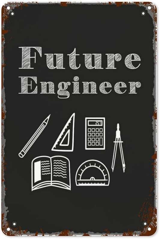 Patio Wall Decor Future Engineer Designer Construction Metal Signs Vintage Man Cave Home & Outdoor Decoration Vintage Wall Art With Inspirational Quotes & Life Sayings 8X12inch